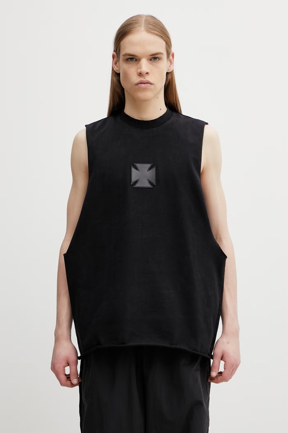 VETEMENTS t-shirt bawełniany Leather Cross bawełna czarny ME76TR154BX