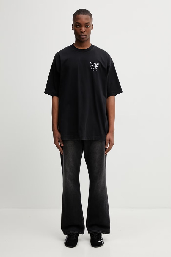 VETEMENTS t-shirt bawełniany Global MF ME76TR225B czarny