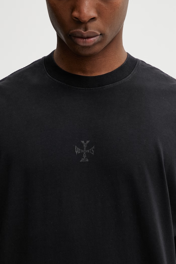 Pamučna majica VETEMENTS Cross Logo crna ME76TR176B