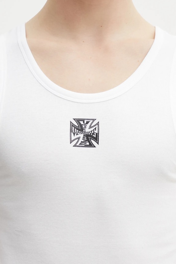 Tričko VETEMENTS Biker Cross Logo bílá ME76TT156W