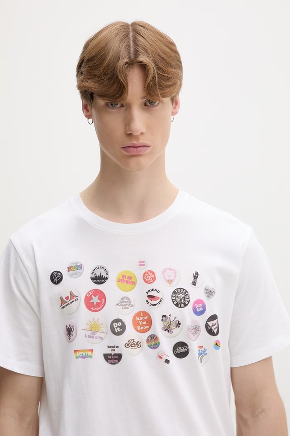 Levi's oversize majica kratkih rukava za muškarce od pamuka COMMUNITY TEE x PRIDE bijela 24671.0047