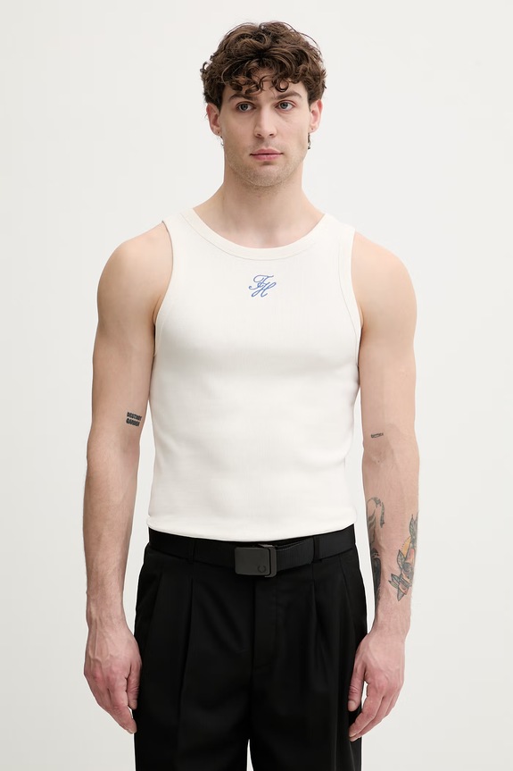 Tommy Hilfiger top za muškarce od pamuka s elastanom SUMMER bež UM0UM03841