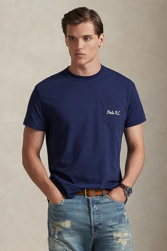 Polo Ralph Lauren t-shirt bawełniany nadruk granatowy 710B16610