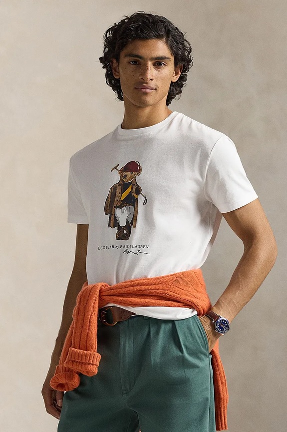 Polo Ralph Lauren tricou din bumbac print alb 710B16611