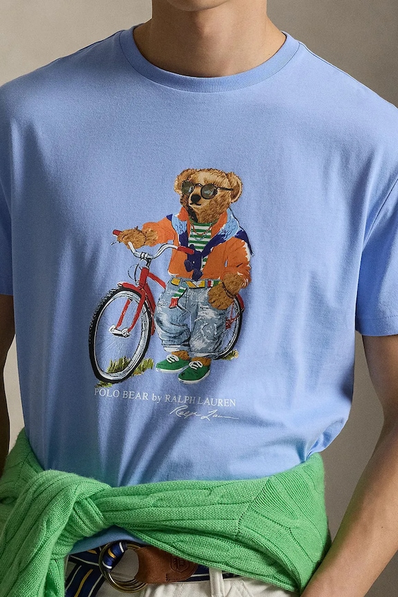 Bavlnené tričko Polo Ralph Lauren modrá 710B16612
