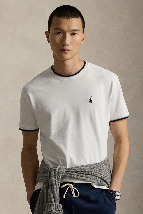 Polo Ralph Lauren t-shirt z elastanem biały 710963492