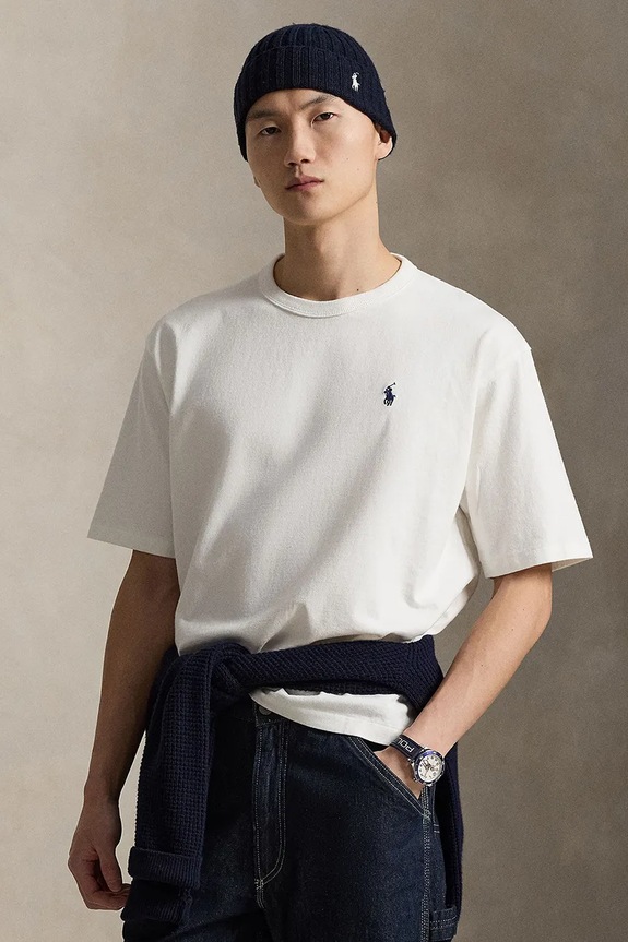 Polo Ralph Lauren Oversize t-shirt ανδρικό βαμβακερό βαμβάκι λευκό 710A12979