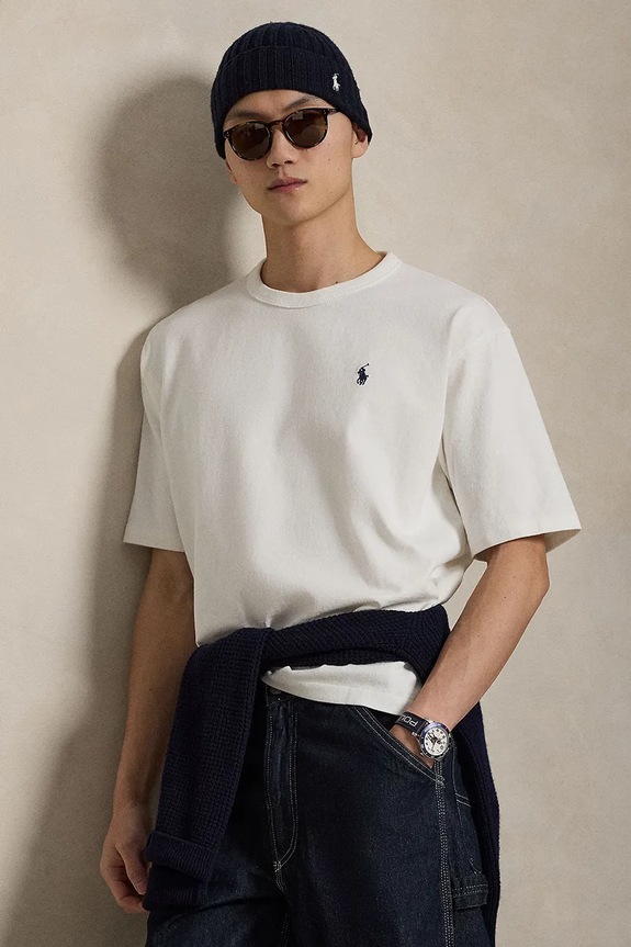 Polo Ralph Lauren tricou oversized pentru bărbați din bumbac 710A12979 alb