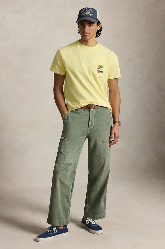 Odzież Polo Ralph Lauren t-shirt męski bawełniany 710B14586 żółty