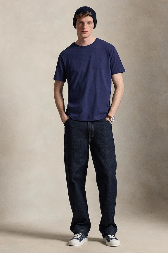 Oblečenie Bavlnené tričko Polo Ralph Lauren 710B23304 tmavomodrá