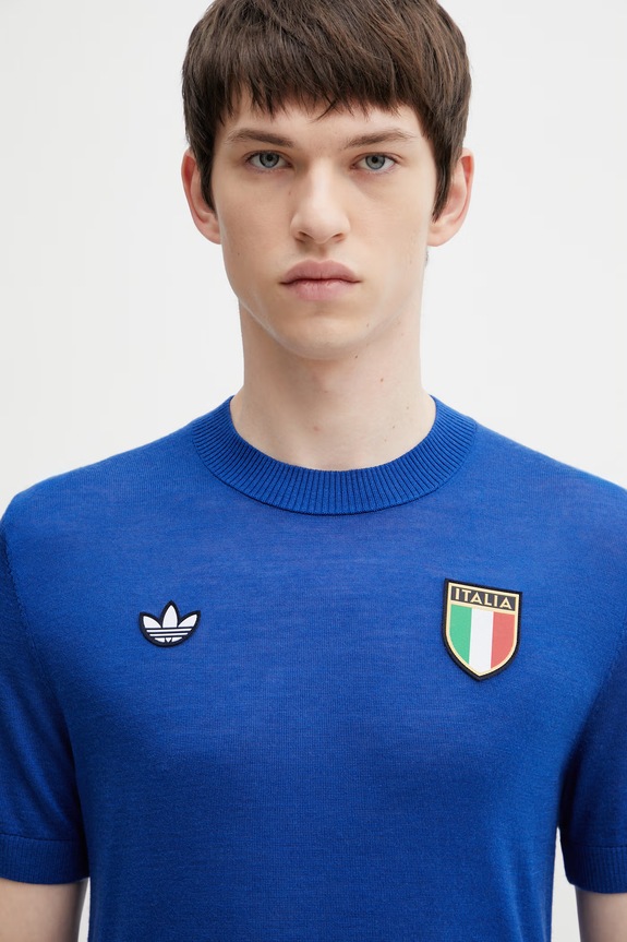 adidas Performance FIGC 70S JSY sveter s krátkym rukávom s prímesou vlny pánsky modrá JN3706