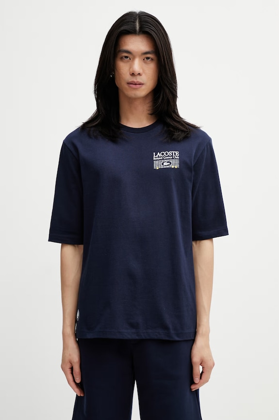 Odjeća Lacoste majica za muškarce od pamuka TH0375 mornarsko plava