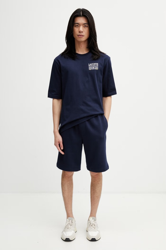 Lacoste T-shirt bawełniany męski TH0375 granatowy