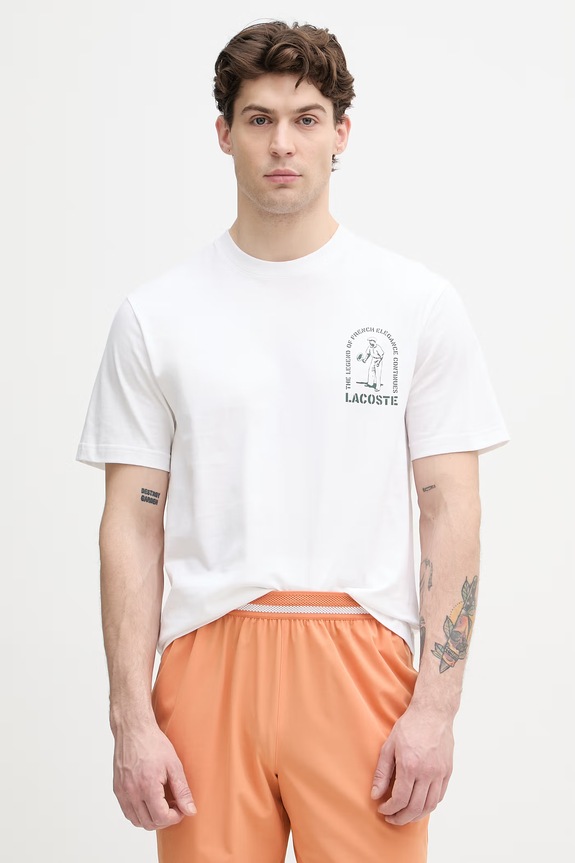 Lacoste tricou pentru bărbați, din bumbac alb TH1433