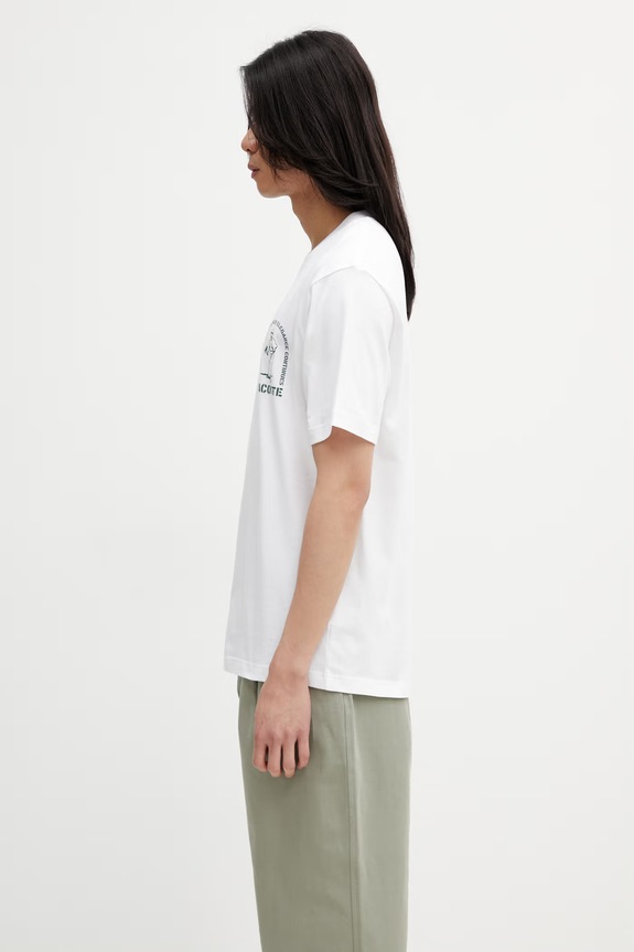 Lacoste T-shirt bawełniany męski TH1433 biały SS26