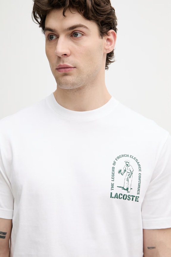 Lacoste tricou pentru bărbați, din bumbac alb TH1433