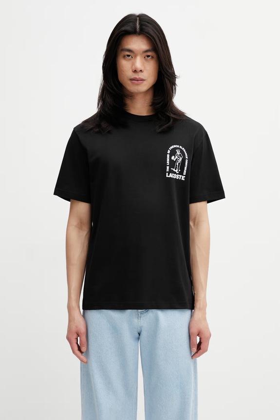 Lacoste T-shirt bawełniany męski czarny TH1433
