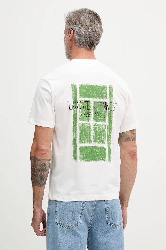 Lacoste T-shirt męski bawełniany biały TH2197