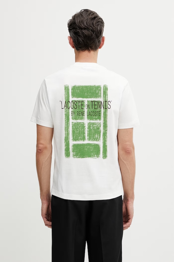 Lacoste T-shirt męski bawełniany biały TH2197