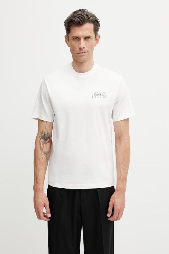 Lacoste T-shirt męski bawełniany TH2197 biały SS26