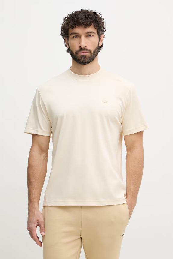 Lacoste T-shirt basic męski bawełniany beżowy TH5931