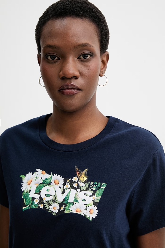 Bavlněné tričko Levi's THE PERFECT TEE námořnická modř 17369.3434
