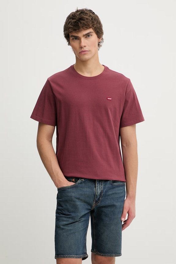 Βαμβακερό μπλουζάκι Levi's SS ORIGINAL HM κανονικό μπορντό 56605.0308