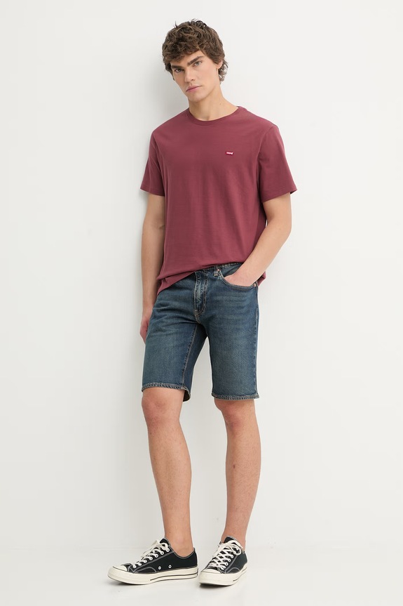Βαμβακερό μπλουζάκι Levi's SS ORIGINAL HM 56605.0308 μπορντό SS26