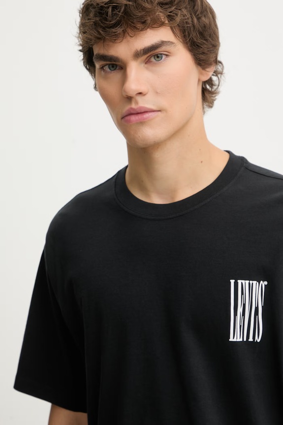 Βαμβακερό μπλουζάκι Levi's VINTAGE FIT GRAPHIC μαύρο 87373.0397