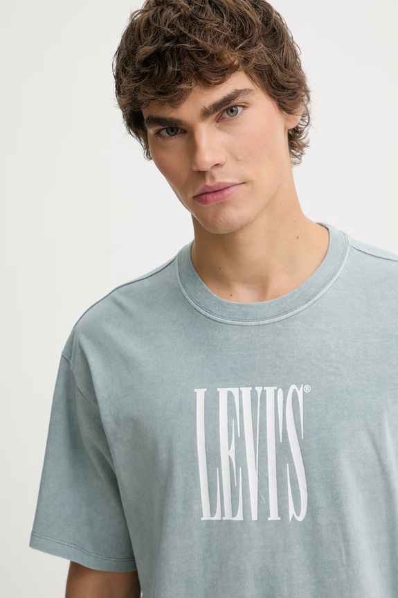 Βαμβακερό μπλουζάκι Levi's VINTAGE FIT GRAPHIC μπλε 87373.0406