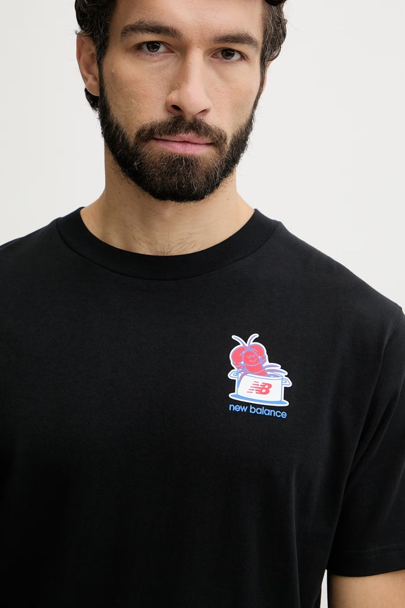 New Balance tricou bărbați bumbac Lobster negru MT61Y1F6BK