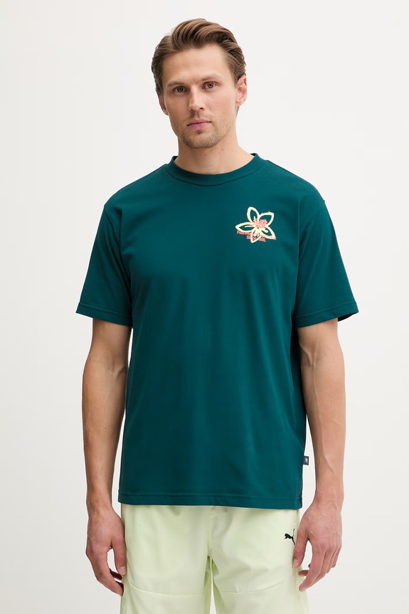 New Balance T-shirt męski z bawełną Boston zielony MT61T0QMAAV