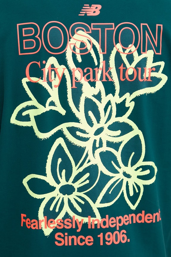 New Balance T-shirt męski z bawełną Boston zielony MT61T0QMAAV
