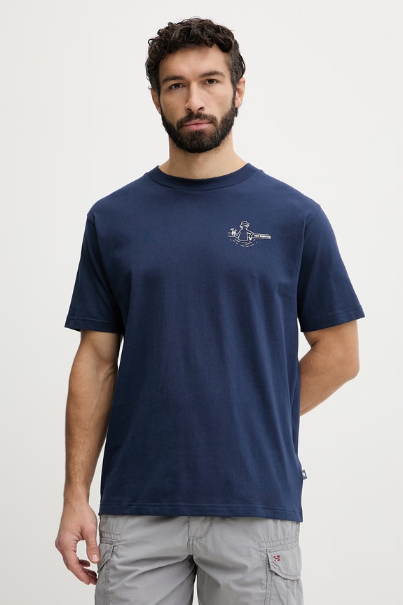 Îmbrăcăminte New Balance tricou pentru bărbați, din bumbac Fountain MT61J9ICNNY bleumarin