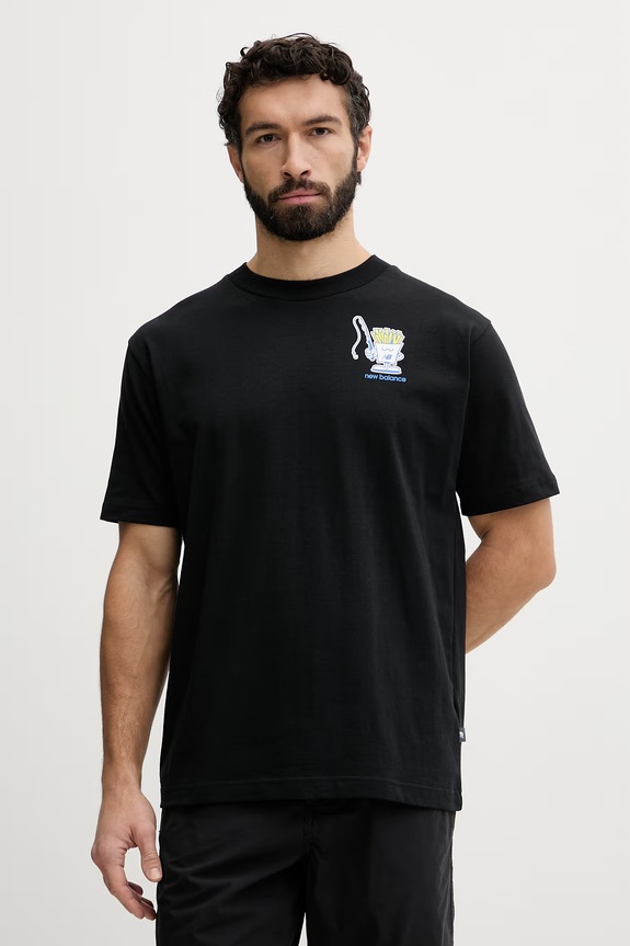 Odzież New Balance t-shirt męski bawełniany Fish and Chips MT61I5BMBK czarny