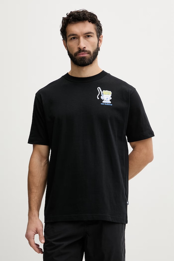 Odzież New Balance t-shirt męski bawełniany Fish and Chips MT61I5BMBK czarny