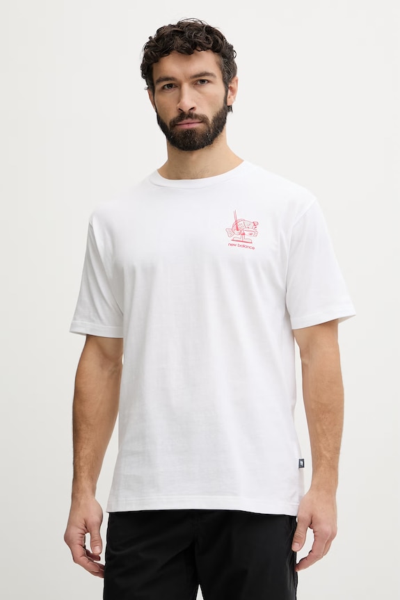 Odzież New Balance t-shirt męski bawełniany Ramen MT61H51DWT biały