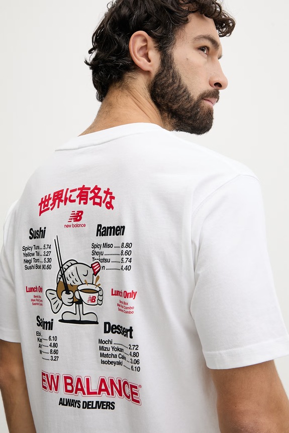 New Balance t-shirt męski bawełniany Ramen biały MT61H51DWT