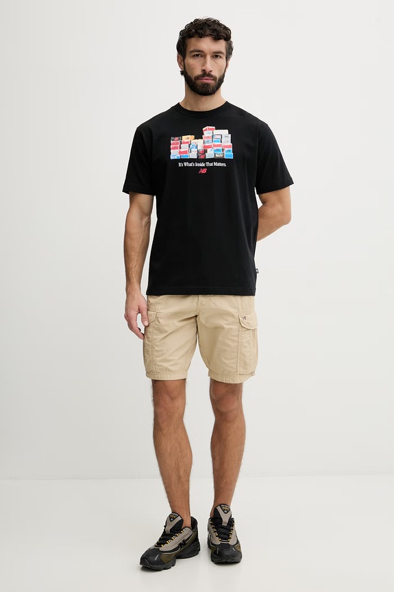 New Balance t-shirt męski bawełniany Boxes MT61H0DXBK czarny SS26