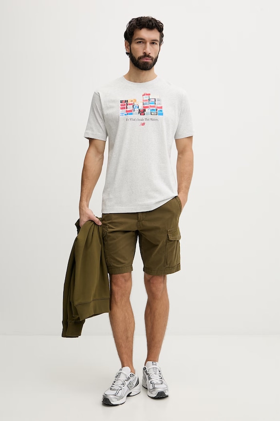 New Balance tricou bărbați bumbac Boxes MT61H0DXAHH gri SS26
