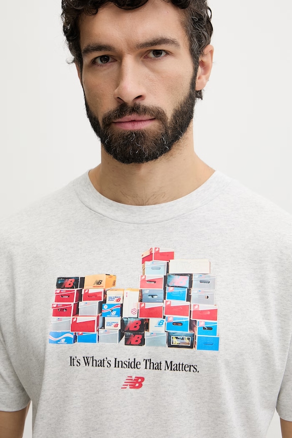 New Balance tricou bărbați bumbac Boxes gri MT61H0DXAHH