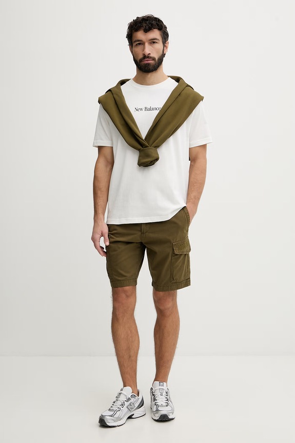 New Balance t-shirt męski bawełniany N Collage MT6161TQSST beżowy SS26