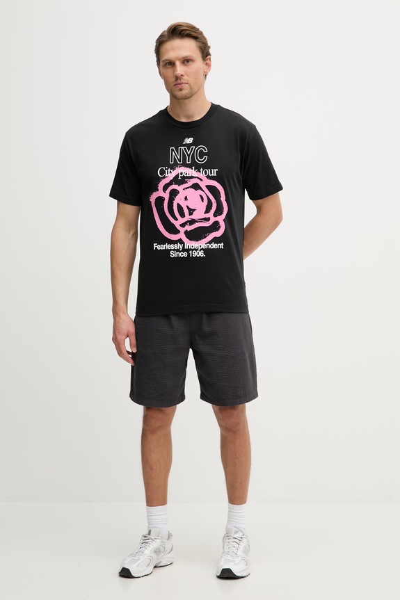 New Balance T-shirt męski z bawełną NYC City Run MT61018IBK czarny SS26