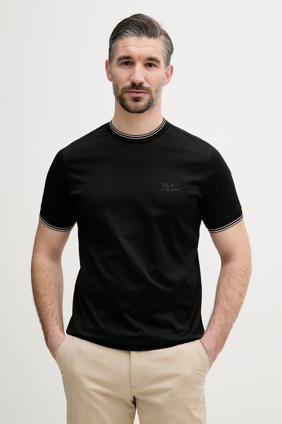 Karl Lagerfeld T-shirt ανδρικό βαμβακερό μαύρο 562200.755003