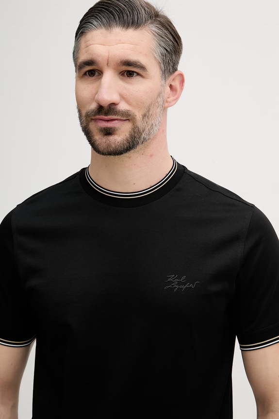Karl Lagerfeld T-shirt ανδρικό βαμβακερό μαύρο 562200.755003