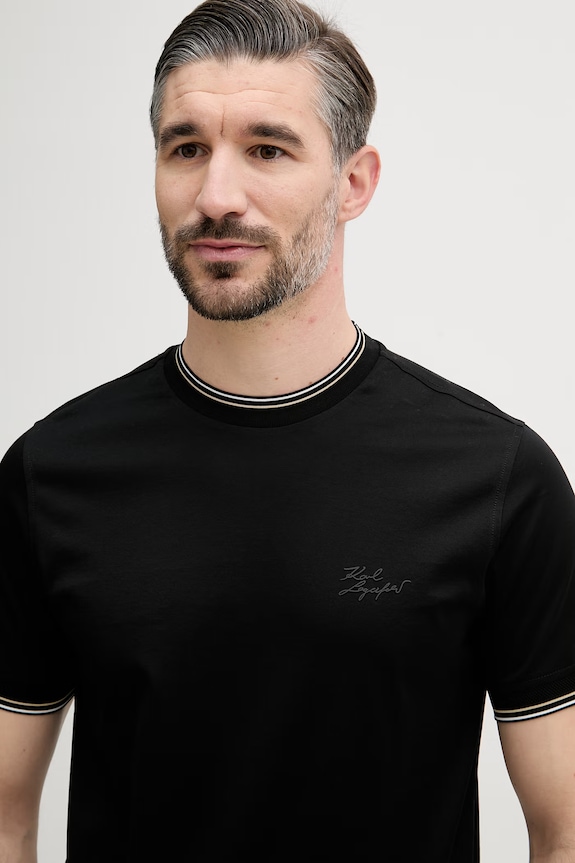Karl Lagerfeld T-shirt ανδρικό βαμβακερό μαύρο 562200.755003
