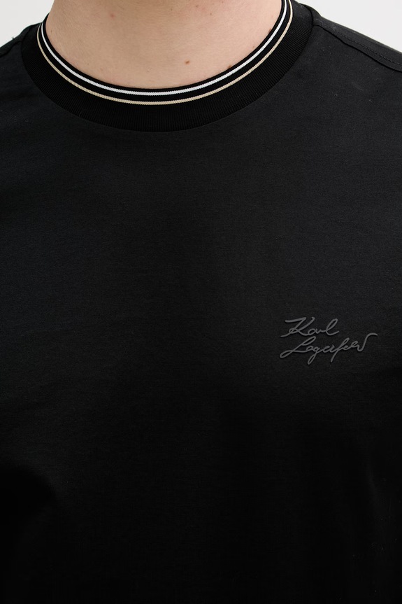 Karl Lagerfeld T-shirt ανδρικό βαμβακερό 562200.755003 μαύρο