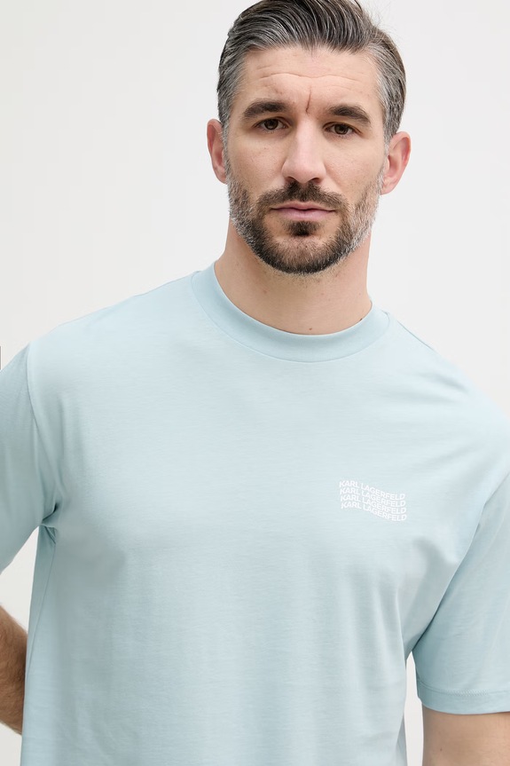Karl Lagerfeld T-shirt Ανδρικό βαμβακερό τιρκουάζ 562224.755145