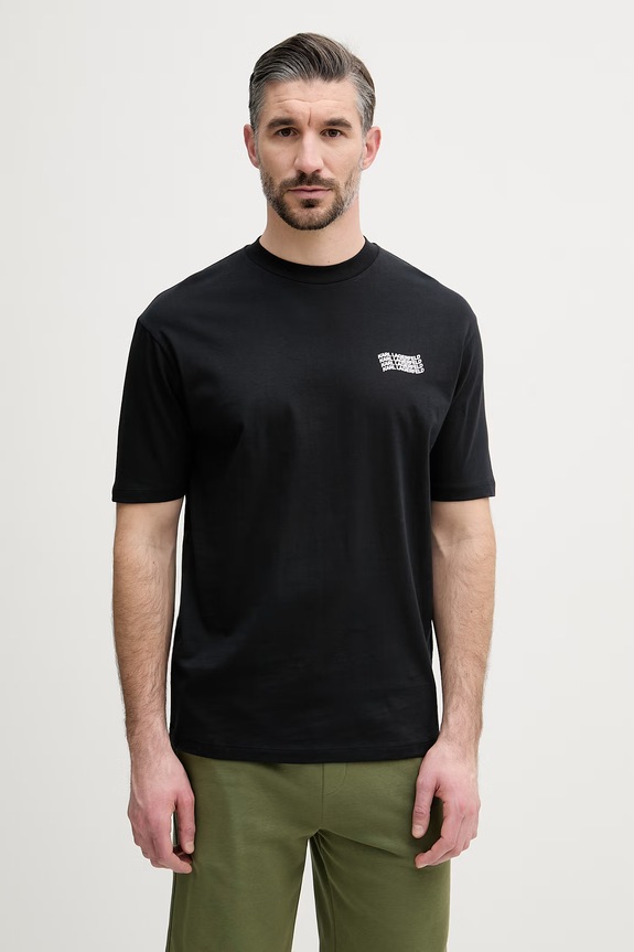 Ρούχα Karl Lagerfeld T-shirt ανδρικό βαμβακερό 562224.755145 μαύρο