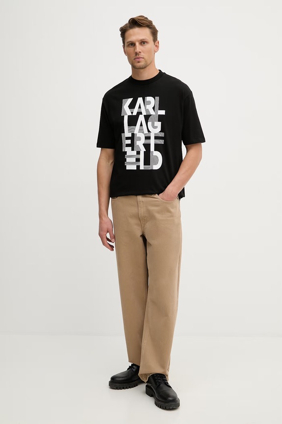 Karl Lagerfeld t-shirt bawełniany 562225.755130 czarny SS26